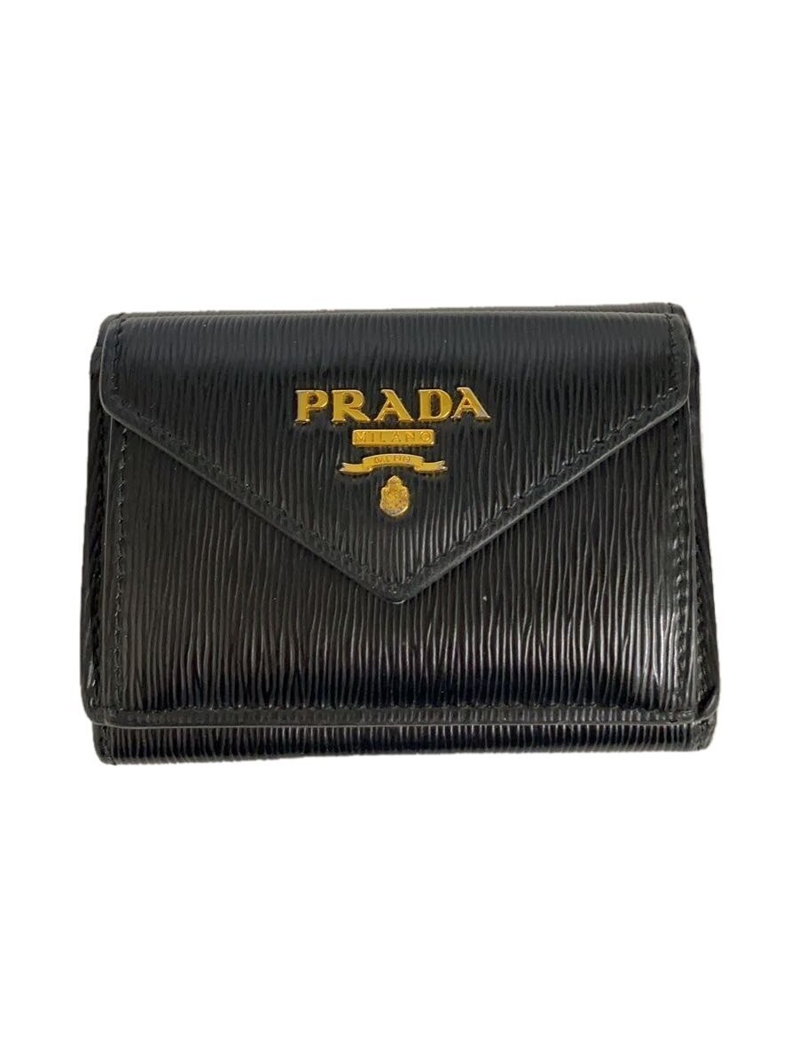 PRADA Black cowhide Tri-fold wallet for men