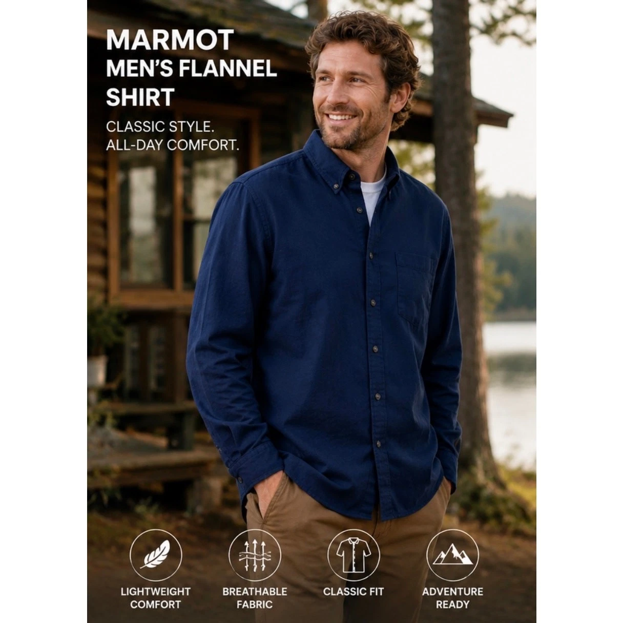 Marmot Flannel Shirt Mens XXL Arctic Navy Fairfax Button Up Lightweight NWT