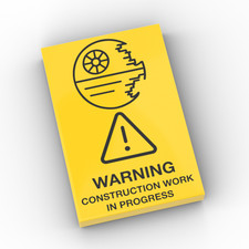 LEGO® Azulejo 2x3: Escudo "TRABAJO DE CONSTRUCCIÓN" (impresión personalizada)