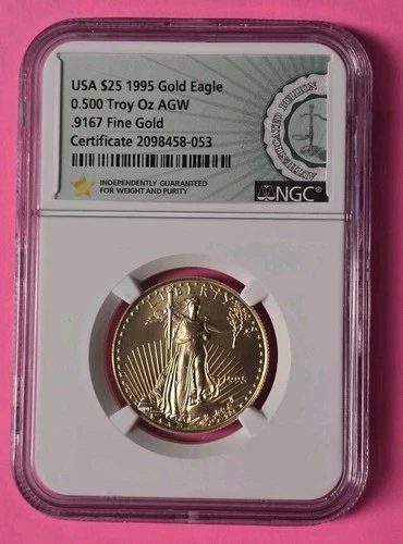 1995 1/2 OZ $25 Gold American Eagle NGC Authenticated Bullion