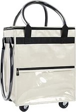 Reusable Grocery Bag on Wheels,(Small, Beige) Rolling Shopping Bags with Wheels 