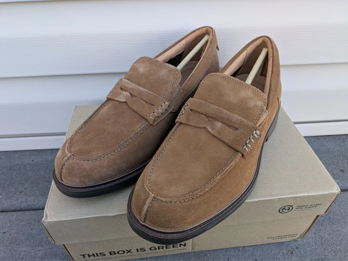 Clarks Collection Men\'s Forge Run Loafer Shoes Suede Leather Tan Size 7 Office Clarks Collection Mens Forge Run Tan Suede Leather Slip On  main image 4