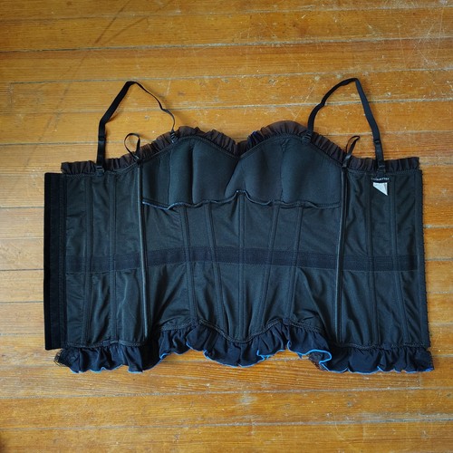 Vintage Y2k schwarz & blau Spitze Korsett sexy kokett Goth Bustier Top groß - Bild 9 von 9