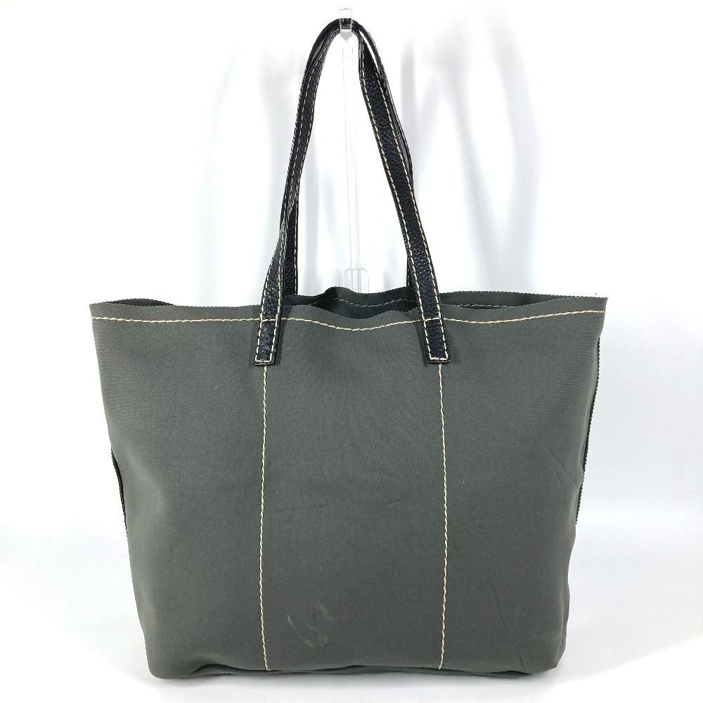 PRADA Triangular Logo Shoulder Bag Gray Khaki Uni… - image 3