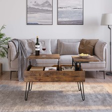 Tavolino Da Caffè Sollevabile WLIVE - 98x48x45-60cm, Marrone, Con Ripiano Inferiore, Moderno - Foto 12