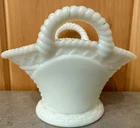 Antique Westmoreland Milk Glass Basket MUSTARD Jar NO CHICK LID
