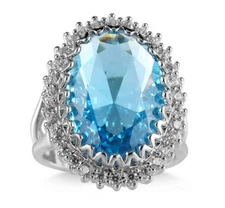 Amazing Jewelry Gift Natural Titanic Ocean Blue Topaz Gems Silver Ring Size 6-10
