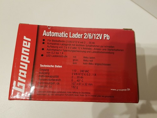 Graupner 6457 – Caricabatterie automatico 2V/6V/12V Pb (piombo) 1A 120-240V AC - Foto 2 di 8