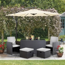 Savannah Rattan 4 Seat Round Dining Table 4 Chairs Outdoor