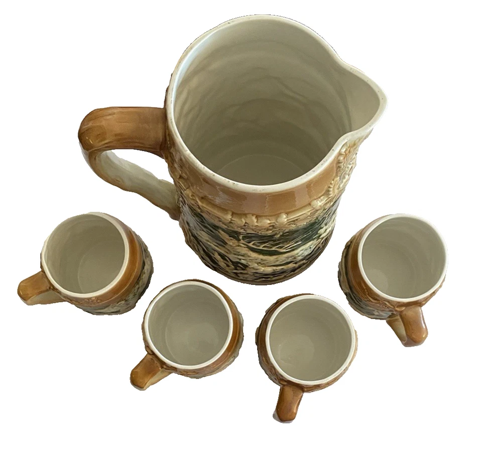 Juego de bebidas Seatendorf años 20: jarra + 4 tazas estilo historicismo con escenas de caza Foto 2 de 4