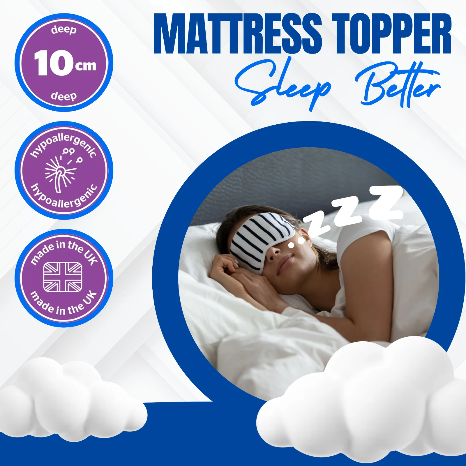 Orthopaedic Mattress Topper 10cm Extra Deep Hotel Quality Elasticated Topper