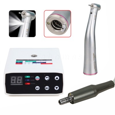 Dental 1:5 Fiber Optic Contra Angle Handpiece+Brushless Electric Micro Motor