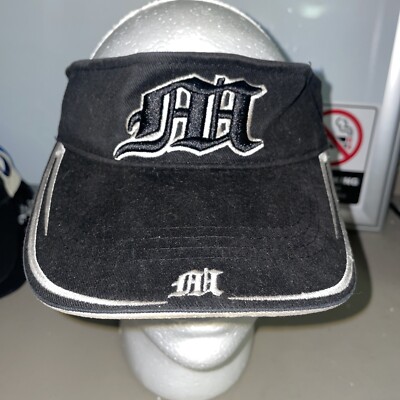 Vintage Baseball Cap Hat Visor Black White Old English Letter M