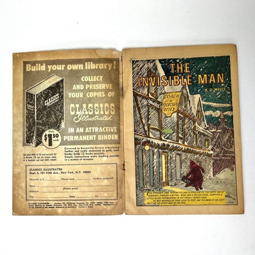 Classics Illustrated #153 The Invisible Man H.G. Wells 1969 Comic Book - Foto 4 di 13