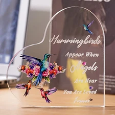 Acrylic Heart Base Art Deco with Hummingbird and Angel Theme