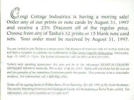 CORGI COTTAGE INDUSTRIES HAT EINEN UMZUGSVERKAUF / Tasha Tudor 1997 #25987 - Bild 1 von 1