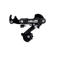 SUNRACE BRANDED BICYCLE REAR DERAILLEUR 6/7 SPEED SHORT BACK W/ BRACKET BLACK.