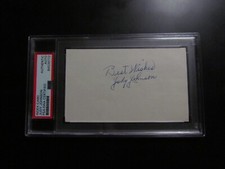 Judy Johnson signed Index Card PSA Encapsulated 