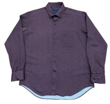 David Donahue Dress Shirt Adult XL 34/35 Long Sleeve Burgundy Button Up