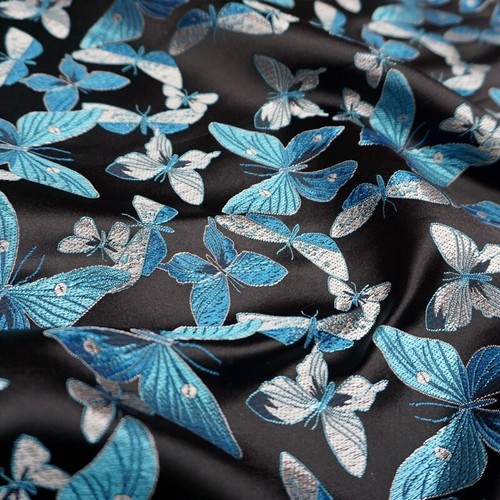 Butterfly Fabric Damask Brocade Satin Japanese Retro for Kimono Clothes Sewing - Picture 7 of 17