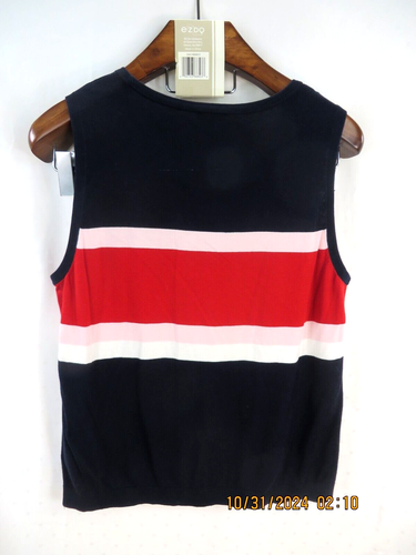 TALBOTS SZ XL Cotton/Rayon Red White Blue & Baby Pink Thin Knit Pullover Sweater - Picture 6 of 13