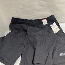 Size L- Saxx Go Coastal 2N1 Volley Swim Boardshort 7  W/ Liner Black