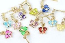 14K Yellow Gold Birthstone Butterfly Dangle Earrings