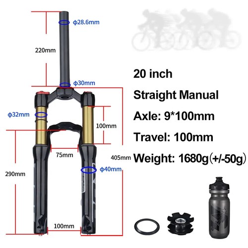 20/24 Inch MTB Bicycle Front Suspension Air Fork Rebound Damping Travel 100mm - Picture 7 of 30