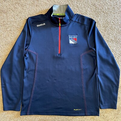 Reebok New York Rangers NHL Center Ice Play Dry 1/4 Zip Men s Pullover Medium