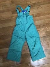 NWOT Lands  End Girls Snow Bib Pants, Insulated, Green And Blue, Sz 2T