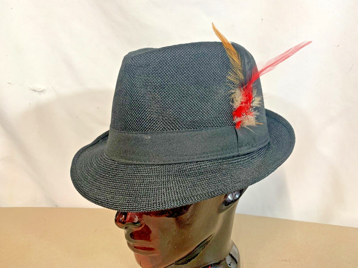 Mobster Style Mens Black Cotton/Poly Blend Fedora Hat Size Large