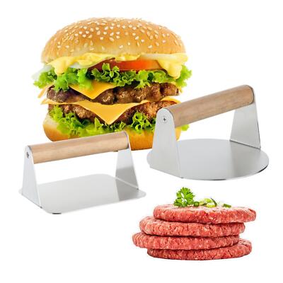 Manuelle Burgerpresse Fleischzerkleinerer Holzgriff Fleischsteak Verbrühschutz