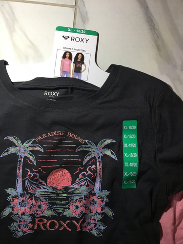 Roxy Youth Girl's 2-pack Tees, Size XL(18/20), Pink,black, New - Picture 10 of 13