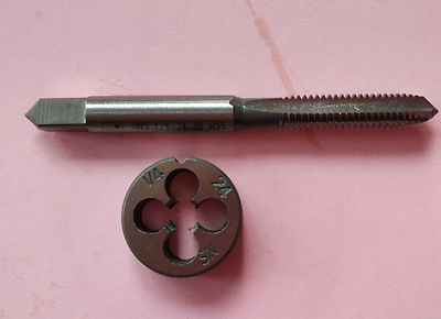 Lots 1pc HSS Machine 1/4-24 UNS Plug Tap and 1pc 1/4-24 UNS Die Threading Tool