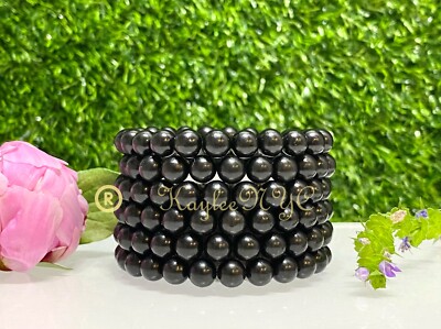 Wholesale Lot 6 Pcs Natural Jet 8mm 7.5  Stretch Bracelet Crystal Healing