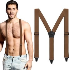 Airport Friendly Suspenders,NO buzz Plastic Clip 1.5 inch Fully Y Back Black