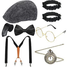 8 Pcs Detective Costume old man costume Accessories Adult Detective Hat 1920s...