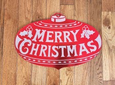 VINTAGE BEISTLE MERRY CHRISTMAS ORNAMENT CUTOUT NOS CHRISTMAS BALL RED 20''