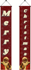 Merry Christmas Door Banner 12X71 Inch Holiday Porch Hanging Indoor Outdoor Fron