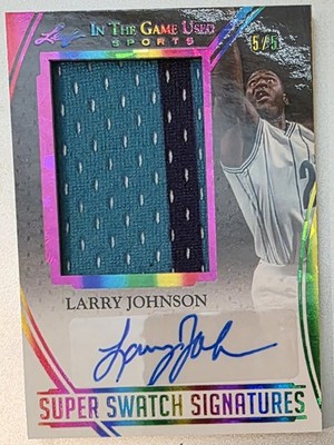 2025 Leaf In The Game Used Super Swatch Signatures Rainbow Larry Johnson 5/5