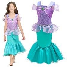 Girls Princess Ariel Mermaid Costume Party Birthday Book Week Dress Headband 4-9