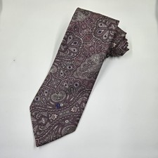 Vintage Christian Dior Monsieur Mens Tie Made in USA Paisley Silk Blend Purple