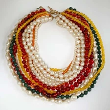22" Zara Bead Multi-Strands Statement Necklace Chic Women Party Vacation Jewelry