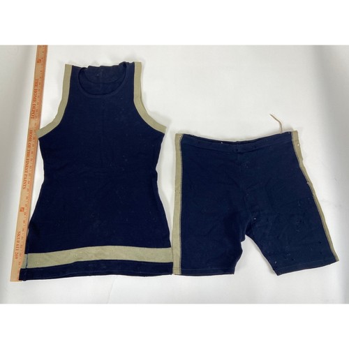 Antique 1930s Men's 2-Piece A.G. Spalding Brothers Swimsuit 100% Wool Navy AS IS