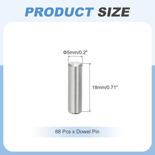 88Pcs Dowel Pin 5mm x 18mm Shelf Support Pin 304 Stainless Steel - Zdjęcie 2 z 6