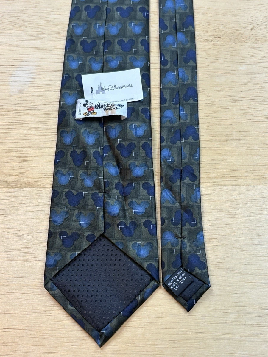 Silk Tie Blue Geometric Walt Disney World Micky Mouse Logo NWT