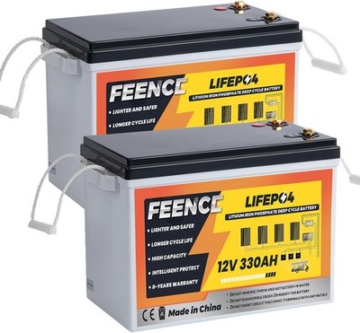 2 Pack 12V 330Ah Bluetooth LiFePO4 Lithium Batterie für Wohnmobile RV Solar Boat