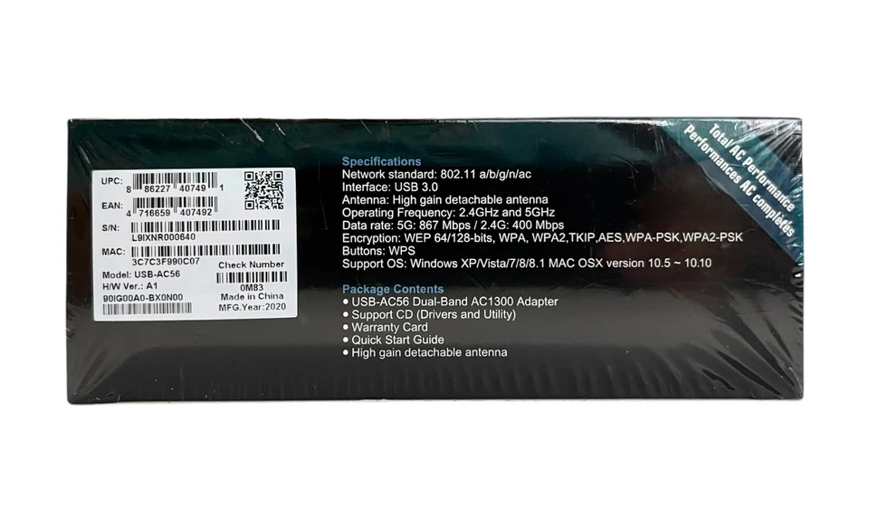 ASUS USB-AC56 Wireless Adapter Dual-Band AC1300 Cradle Included Factory Sealed - Image 2 of 4