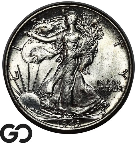 1943 Walking Liberty Half Dollar, Sharp Gem BU++