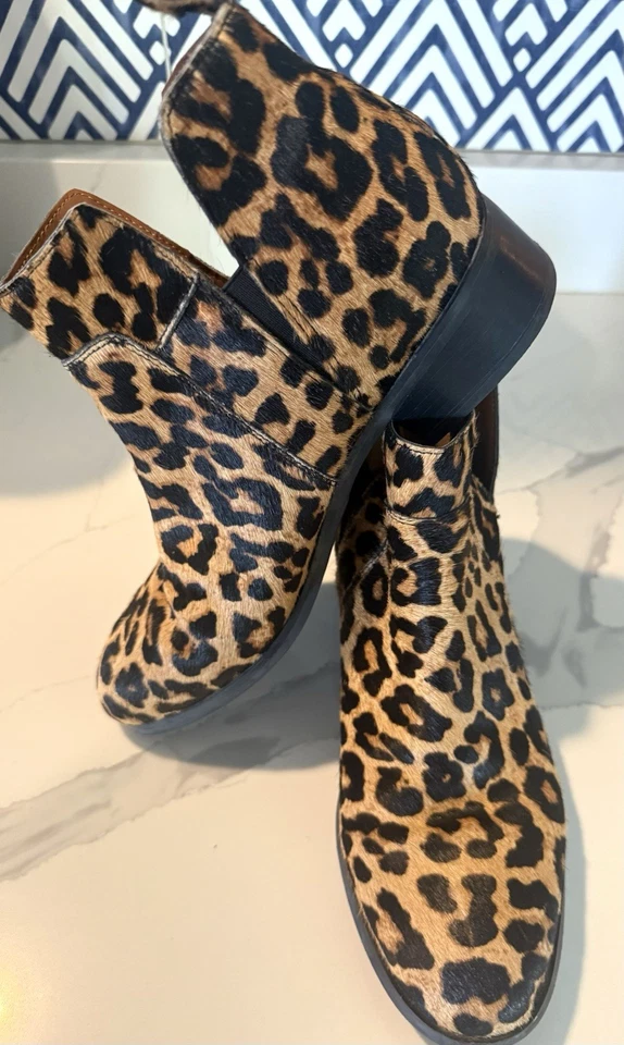 Franco Sarto Women's Domingo Leopard Print Calf Hair Ankle Boots Size 9 - Image 3 of 4